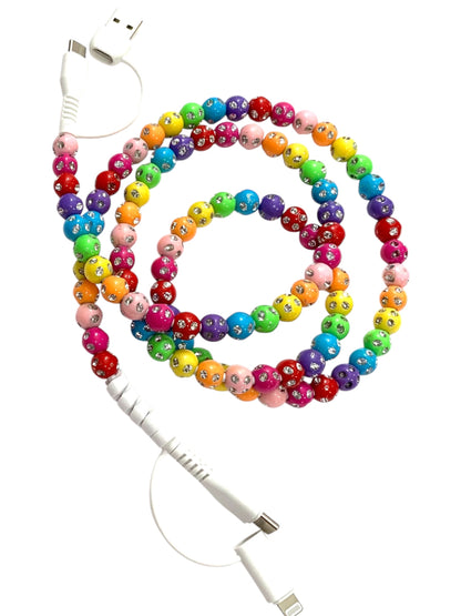 Beaded Phone Charger • Rainbow Crush