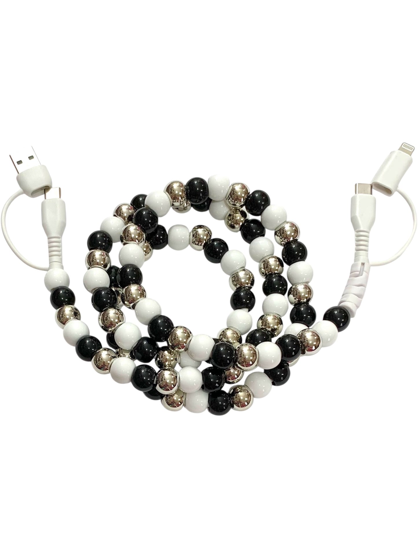 Beaded Phone Charger • Black Tie