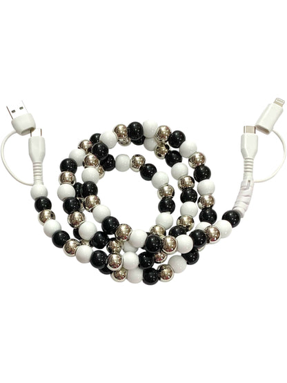 Beaded Phone Charger • Black Tie
