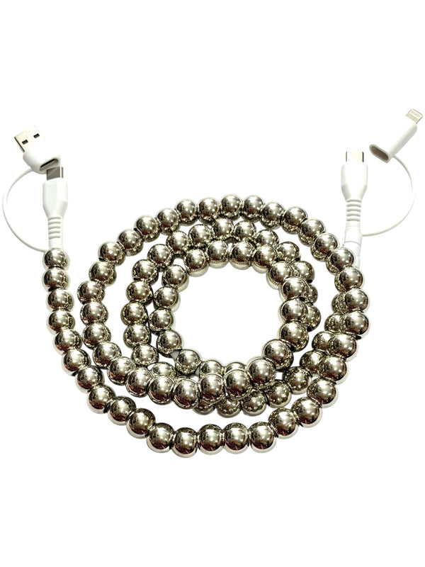 Beaded Phone Charger • Silver Lining