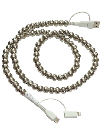 Beaded Phone Charger • Silver Lining
