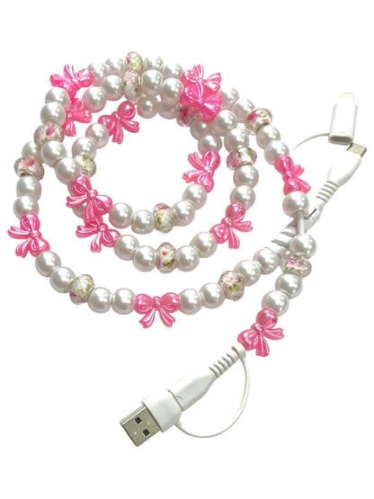 Beaded Phone Charger • Pretty In Pink