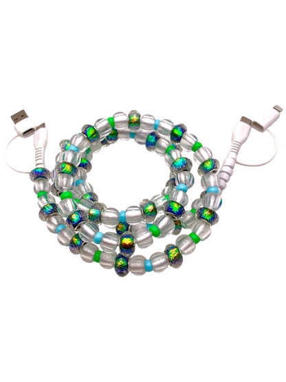 Beaded Phone Charger • Peacock Glow