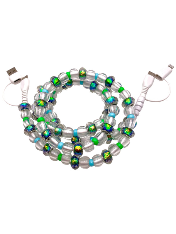 Beaded Phone Charger • Peacock