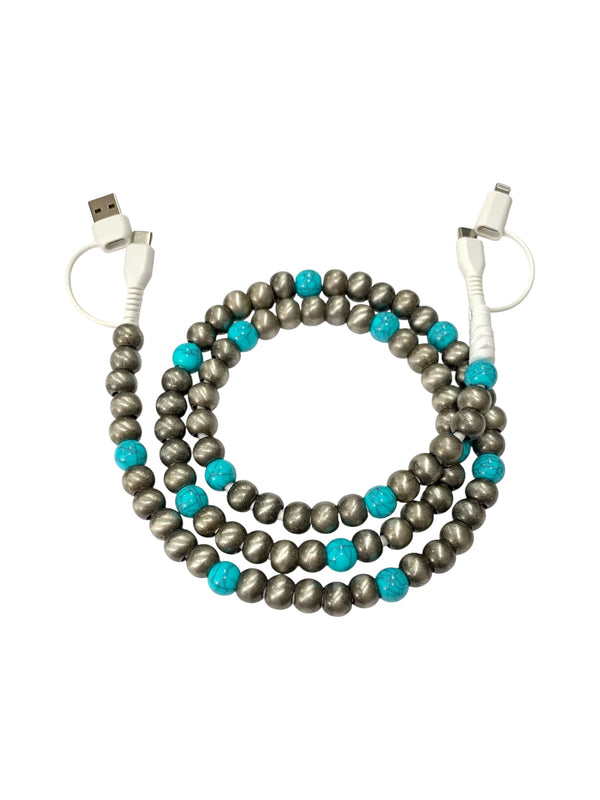 Beaded Phone Charger • Chrome Lagoon