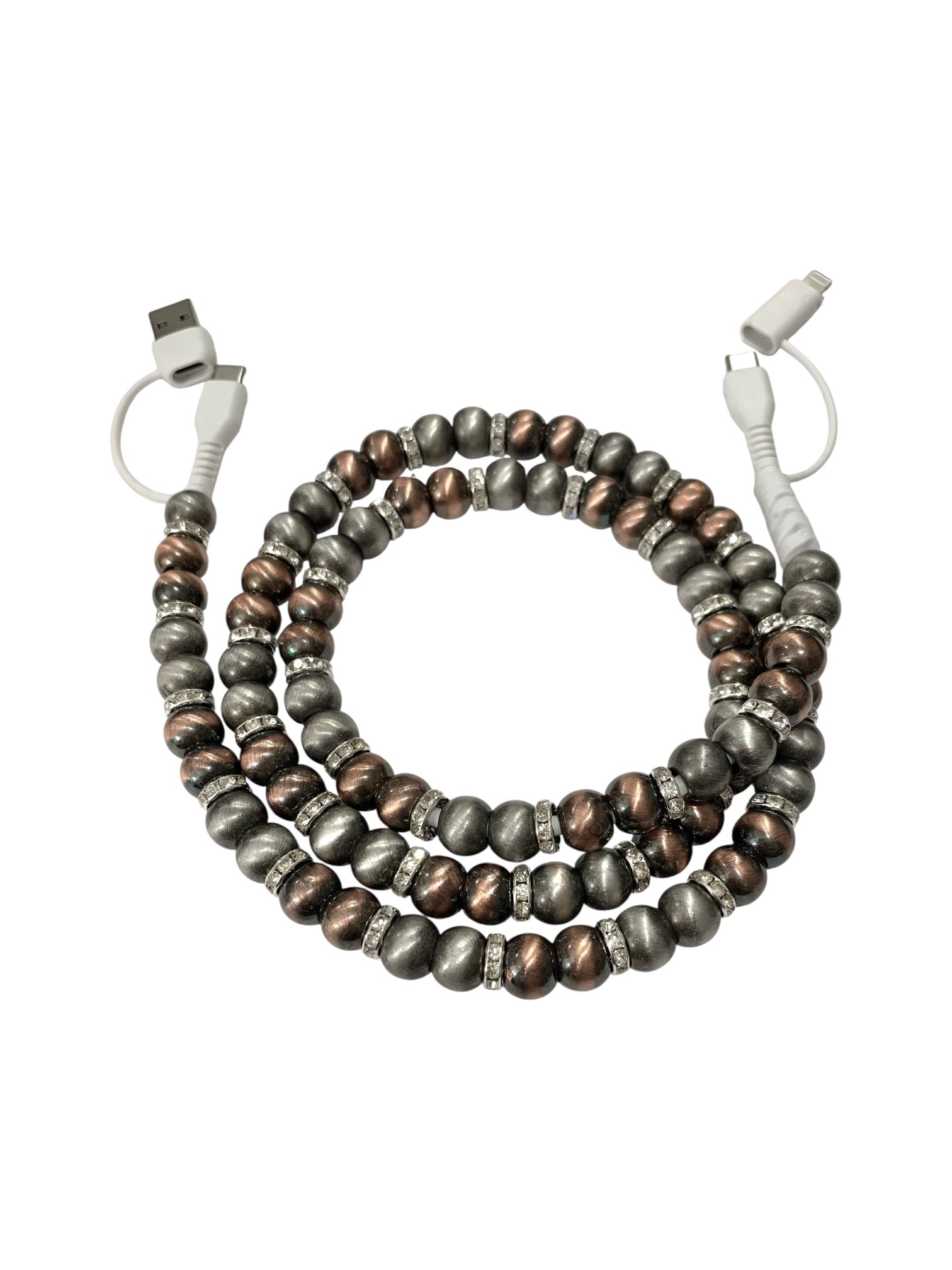 Metallic Thrills beaded cell phone charger