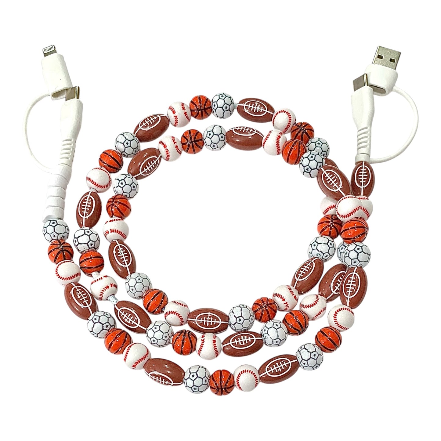 Beaded Phone Charger • Sports Mix Charging Cord