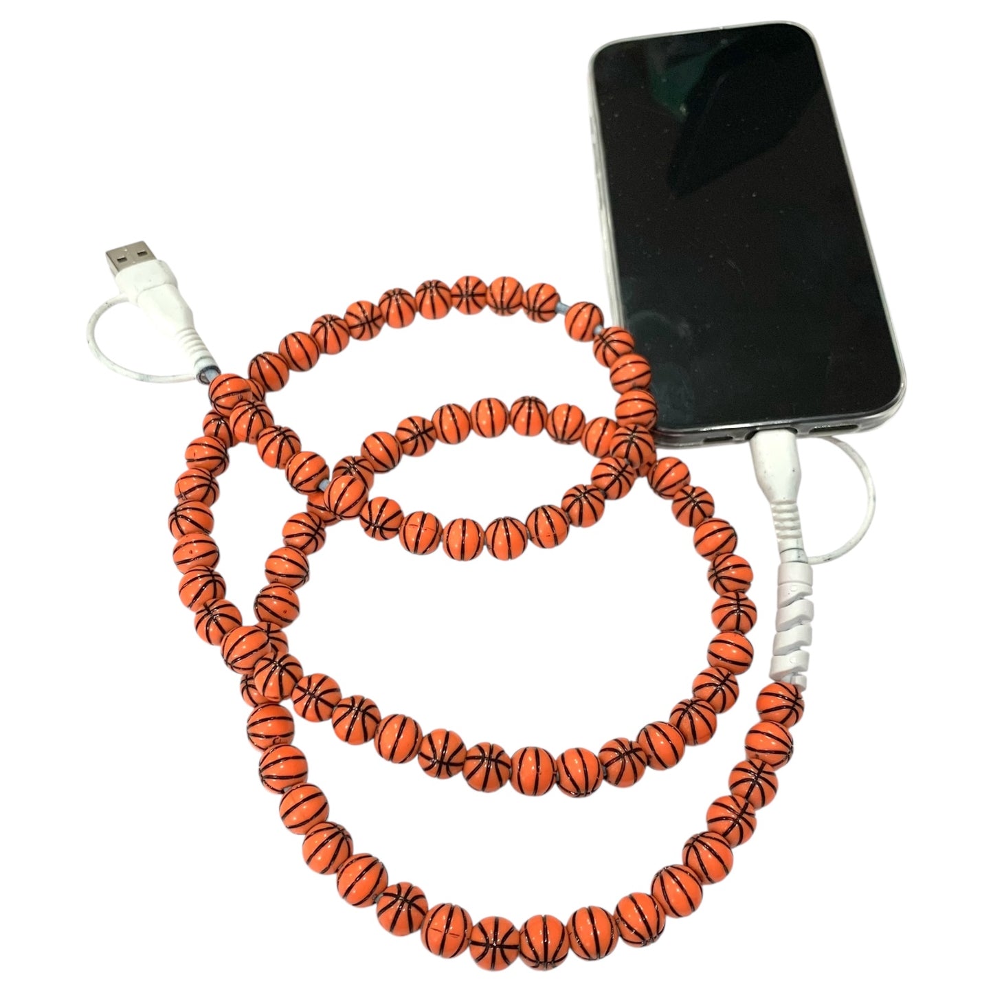 Beaded Phone Charger • Basketball Charging Cord