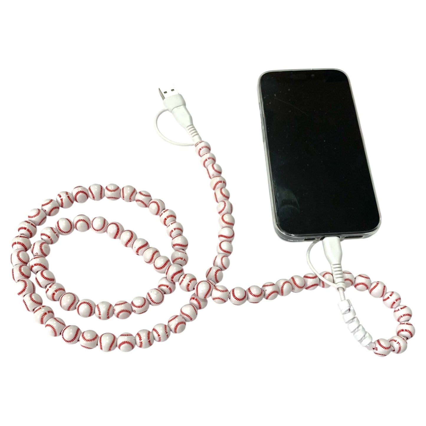Beaded Phone Charger • Baseball Charging Cord