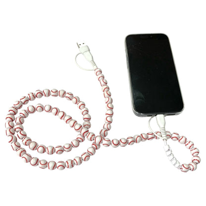 Beaded Phone Charger • Baseball Charging Cord