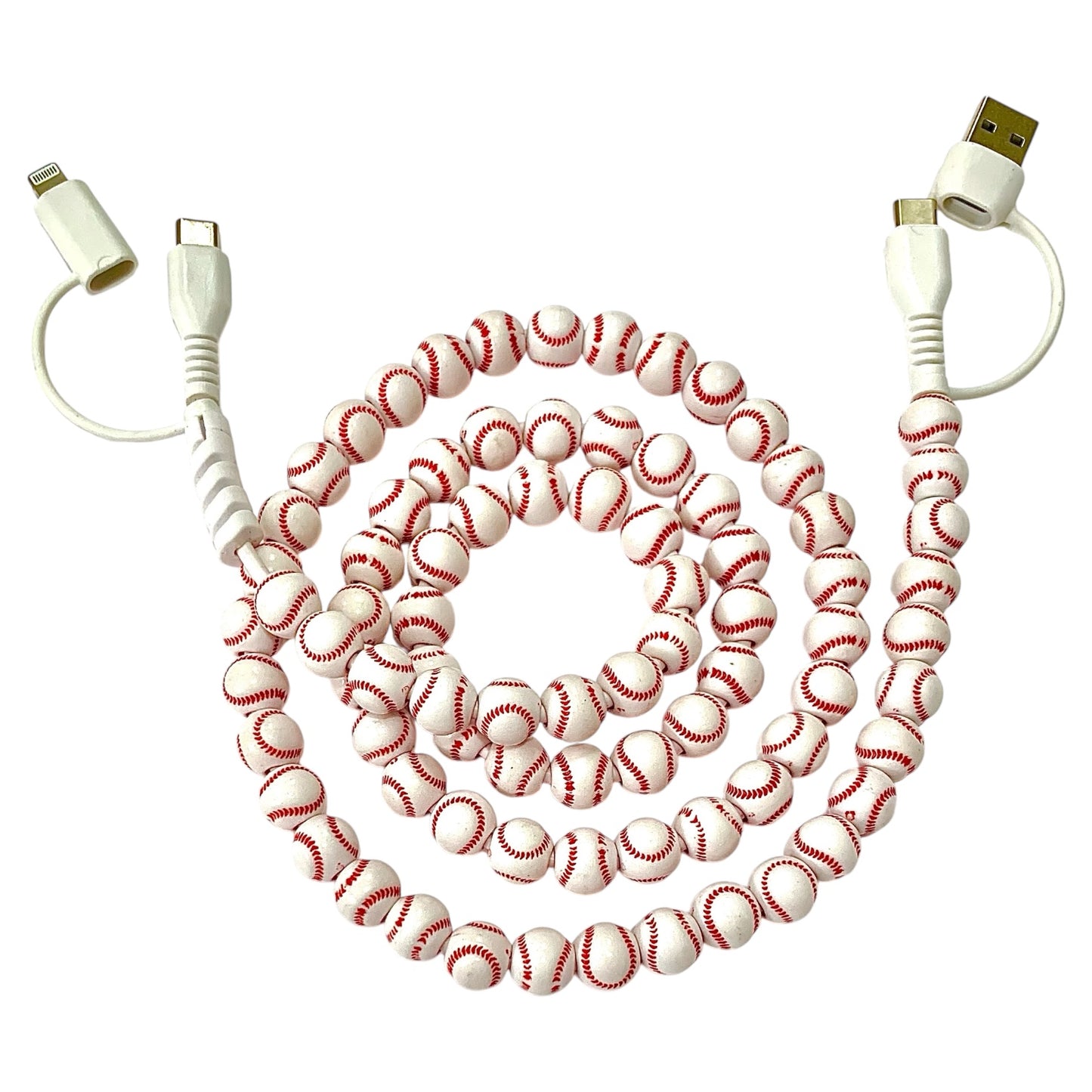 Beaded Phone Charger • Baseball Charging Cord