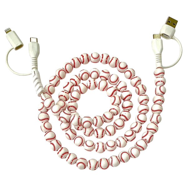 Beaded Phone Charger • Baseball Charging Cord