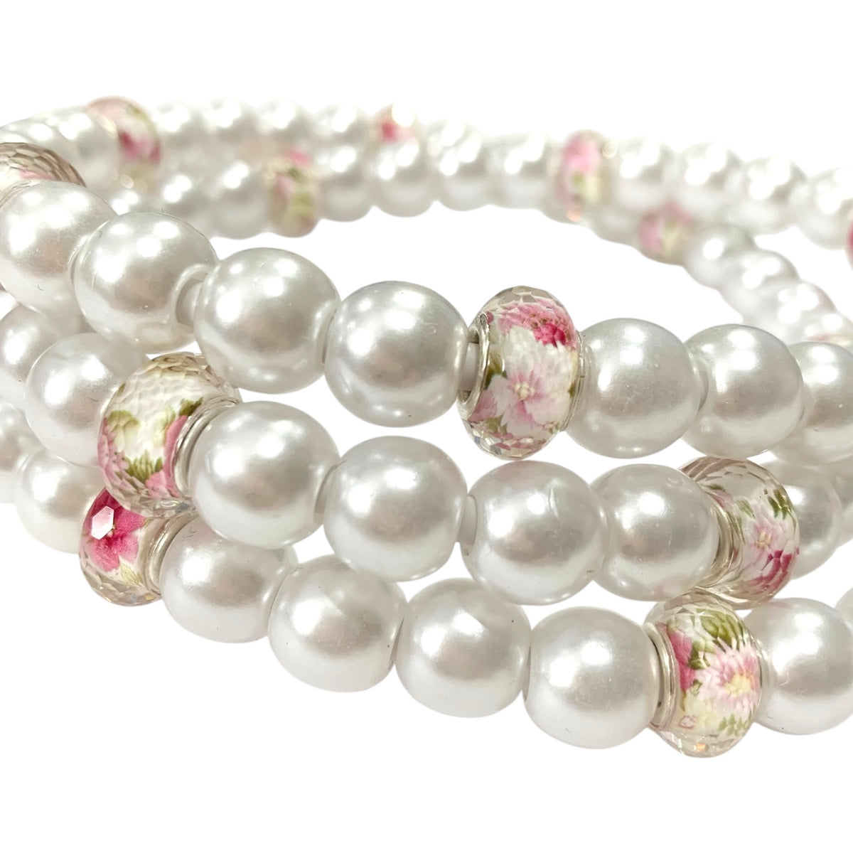 Beaded Phone Charger • Pearl Blossom